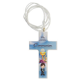 Holy Communion gift box, blue rosary and cross FRE