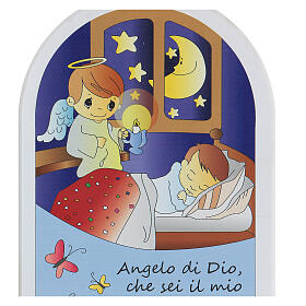 Kinderikone, mit Gebet "Angelo di Dio", Kind mit Bärchen, Cartoon-Stil, 20 cm