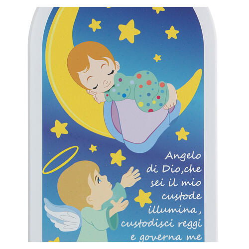 Kinderikone, mit Gebet "Angelo di Dio", schlafendes Kind auf Mond 2