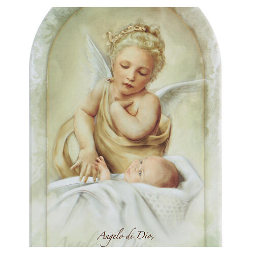 Ikone, Schutzengel, mit Gebet "Angelo di Dio", Schutzengel und Kind 2