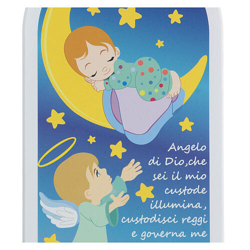 Kinderikone, mit Gebet "Angelo di Dio", schlafendes Kind auf Mond 2