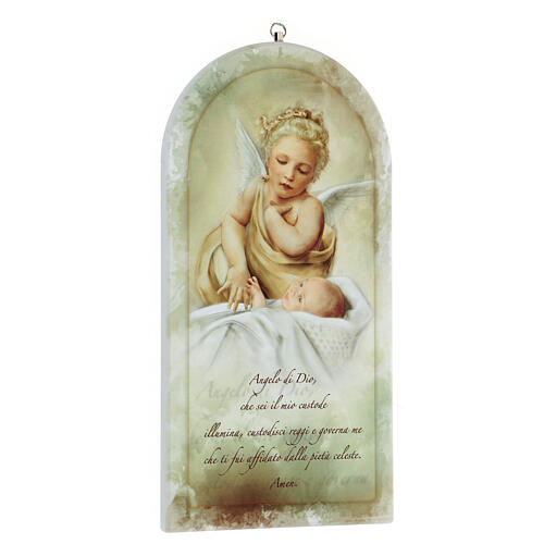 Ikone, mit Gebet "Angelo Custode", Schutzengel und Kind, 25 cm 3
