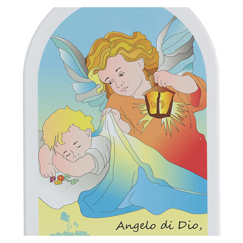 Kinderikone, mit Gebet "Angelo di Dio", Schutzengel mit Laterne 2