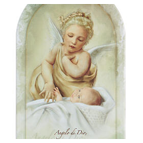 Ikone, mit Gebet "Angelo do Dio", Schutzengel und Kind, 30 cm