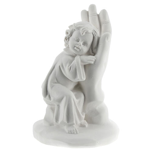 Enfant posé sur une main résine 10 cm 1