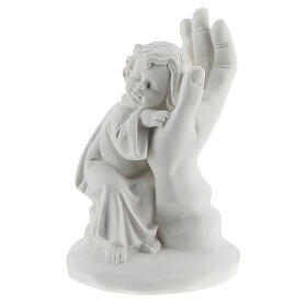 Child held by hand statue in resin 10 cm