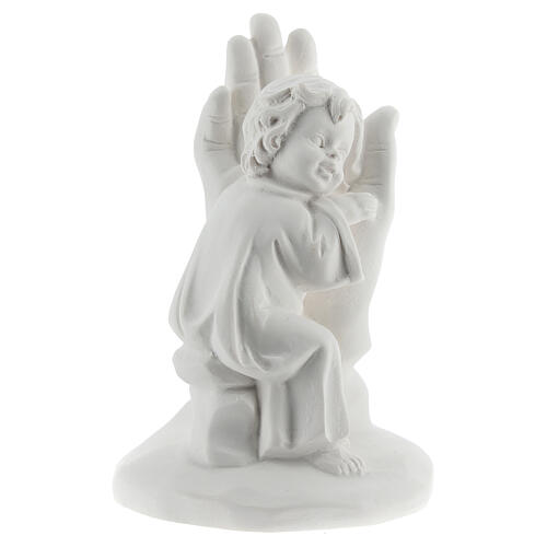 Child held by hand statue in resin 10 cm 3