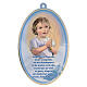 Guardian angel figure with printed prayer in Spanish, oval s1