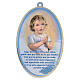 Guardian angel figure with printed prayer in French, oval s1