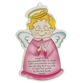 Guardian Angel pink picture with prayer ENG
