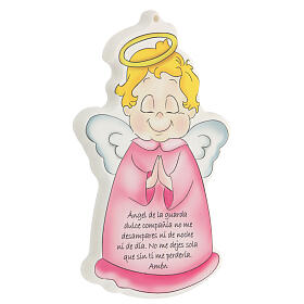 Guardian Angel pink picture with prayer SPA