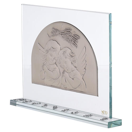 Picture of little angels in laminated silver glass 20x25 cm 2