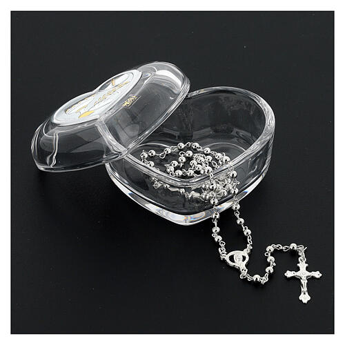 Heart-shaped box with rosary, Holy Communion, 9 cm 6