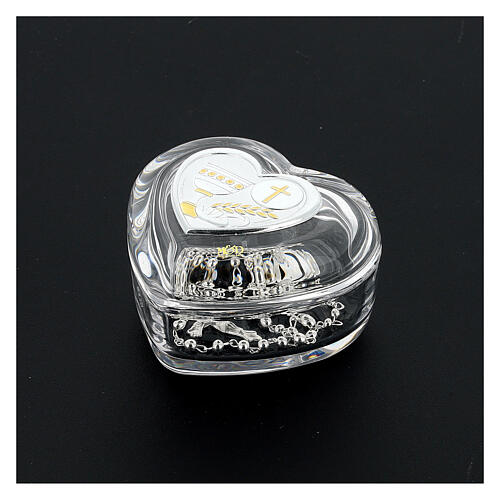 Boîte coeur avec chapelet Communion 9 cm 2