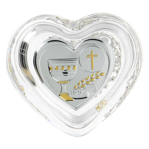 Boîte coeur avec chapelet Communion 9 cm 3