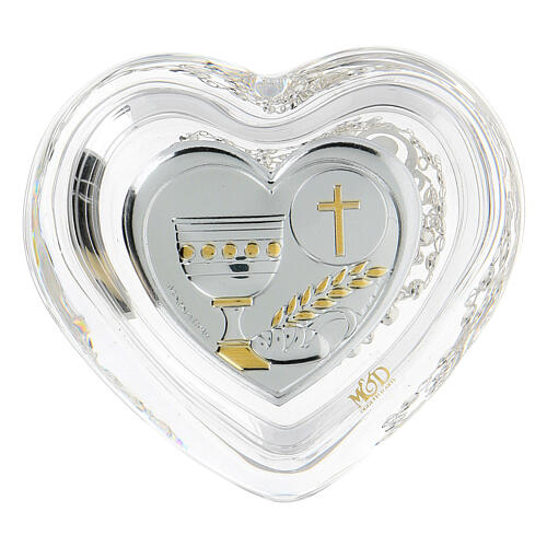 Rosary heart box with rosary Communion 9 cm 3