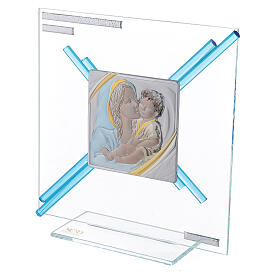 Glass picture with Maternity, white cross, 18x17 cm