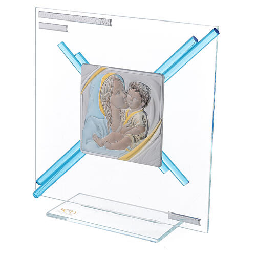 Glass picture with Maternity, white cross, 18x17 cm 2