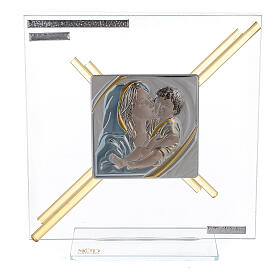Glass picture with Maternity, topaz cross, 18x17 cm