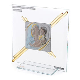Glass picture with Maternity, topaz cross, 18x17 cm