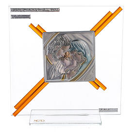 Quadretto cm 18x17 Sacra Famiglia Ambra