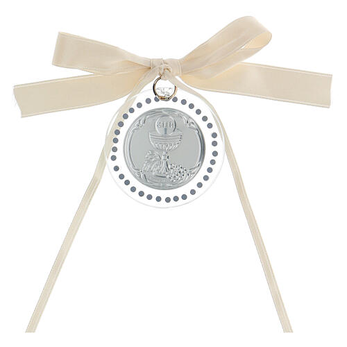 Médaillon Communion strass blancs 6 cm 3