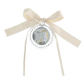 Medalhão Sagrada Família cristais brancos 6 cm