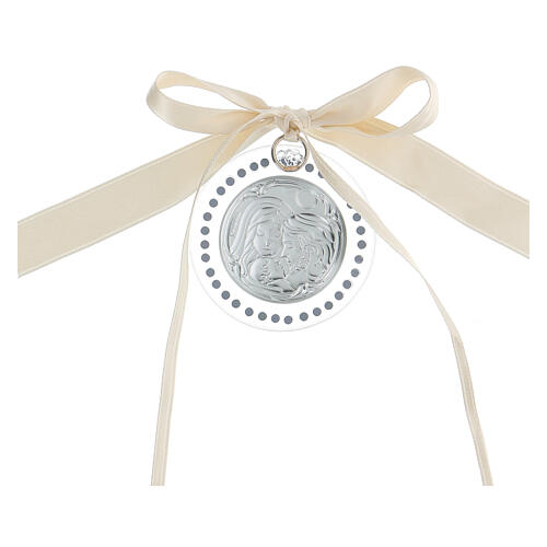 Medallion 6 cm white rhinestone Holy Family 3