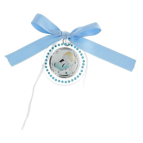 Angel medallion, light blue strass, 6 cm 1