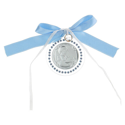 Medalhão Anjos cristais azuis claros 6 cm 3