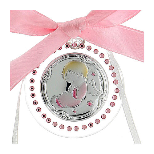 Angel medallion, pink strass, 6 cm 2