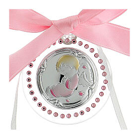 Medalhão Anjos cristais cor-de-rosa 6 cm