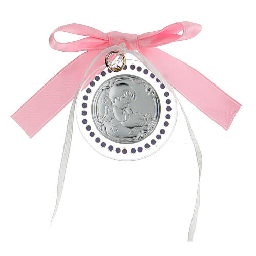 Medalhão Anjos cristais cor-de-rosa 6 cm 3