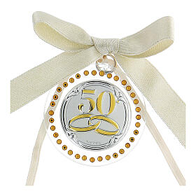Medallion for 50th anniversary, golden strass, 6 cm