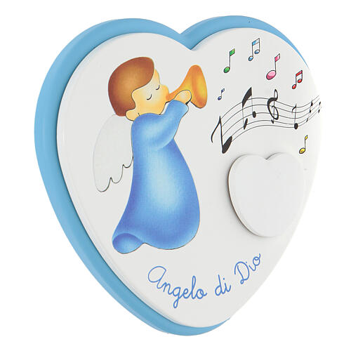 Medalha de berço coração azul com áudio 15 cm 2