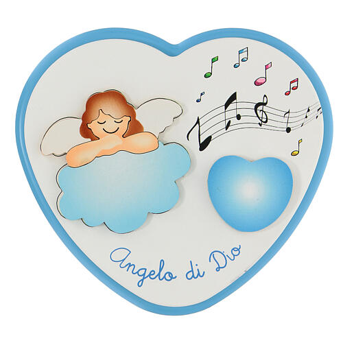 Blue heart crib musical angel 15 cm 1