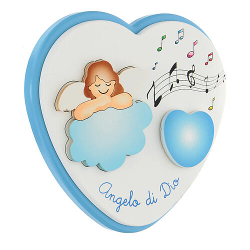 Blue heart crib musical angel 15 cm 2