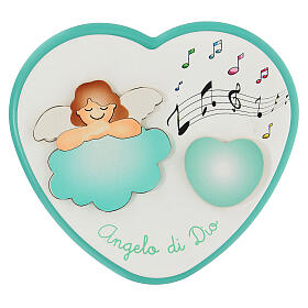 Green heart angel music cloud crib medallion 15 cm