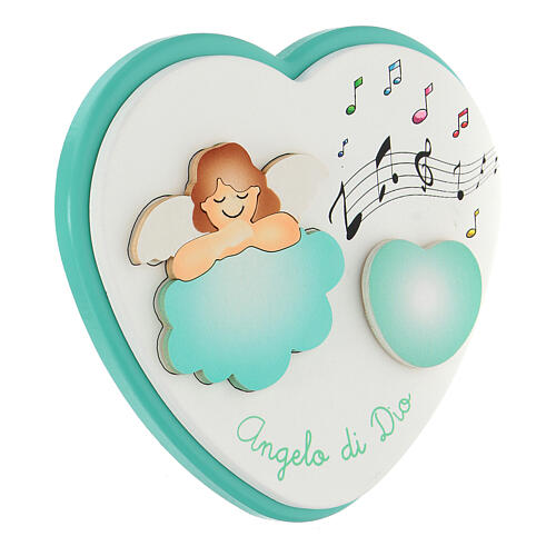 Green heart angel music cloud crib medallion 15 cm 2