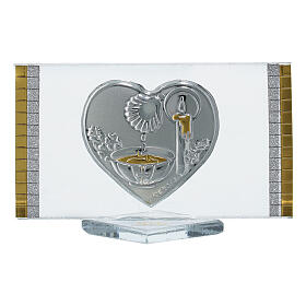 Gastgeschenk für Taufe, Erinnerungsbild, 4x7 cm, Glas und Bilaminat