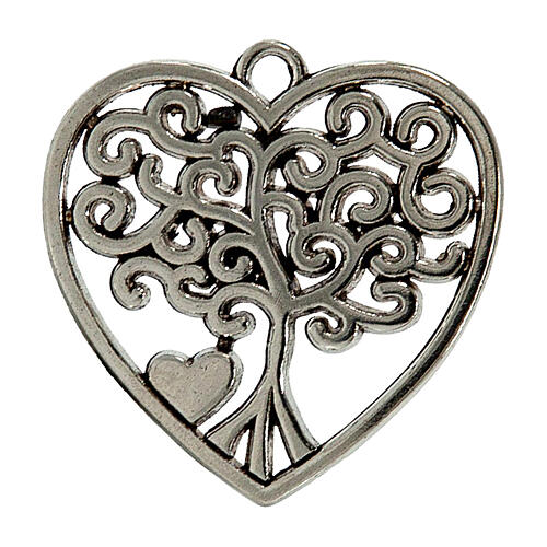 Charm for favours, heart with Tree of Life, zamak, 1 inch 1