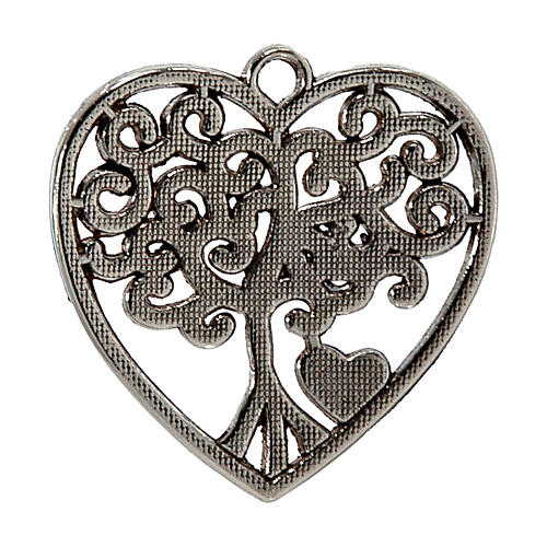 Charm for favours, heart with Tree of Life, zamak, 1 inch 2