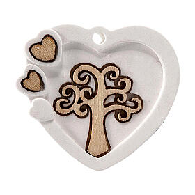 Heart-shaped charm with Tree of Life, plaster, 1.5 in
