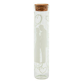 Glasröhrchen mit Korkverschluss, Hochzeitsmotiv, 12x2 cm