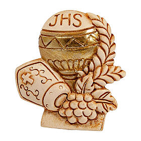 Plaster magnet with chalice and JHS, Communion and Confirmation, 2x2 in