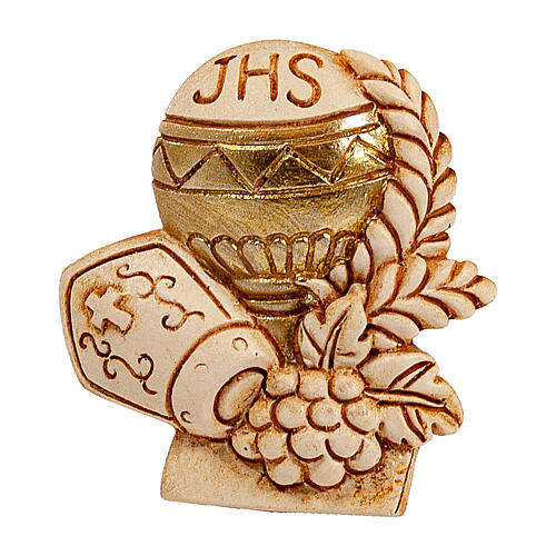 Plaster magnet with chalice and JHS, Communion and Confirmation, 2x2 in 1