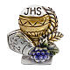 Painted plaster magnet with chalice and JHS, Communion and Confirmation, 2x2 in s1