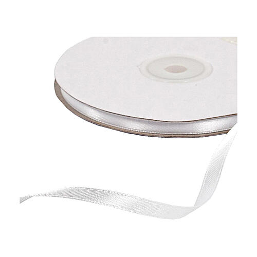 Double white satin ribbon 10 mm for favors 50 m 2
