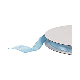 Light blue double satin ribbon for favors 10 mm 50 m