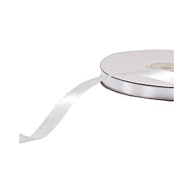 Double satin white ribbon 10 mm for favors 50 m